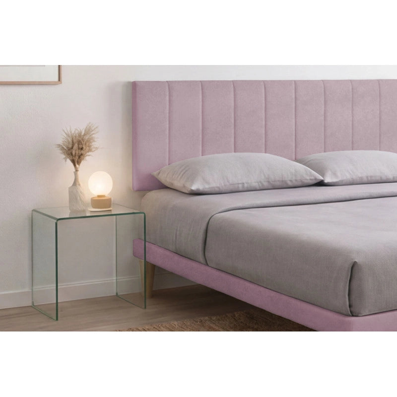 Letto imbottito Matrimoniale 180x190 cm Vertical - Con rete,Glicine,Microfibra