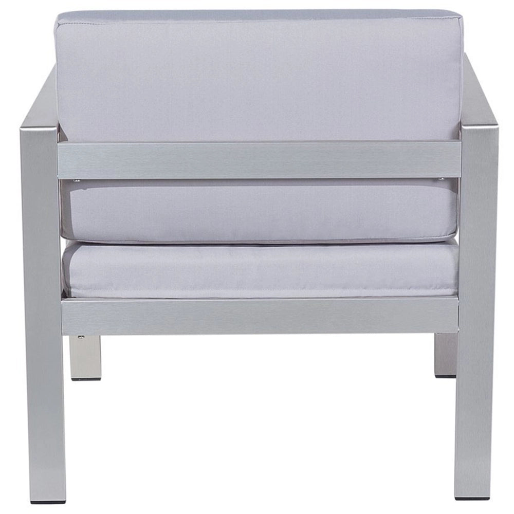 Set da giardino in 4 pezzi divano in legno di plastica grigio con 2 sedie e tavolino da caffè