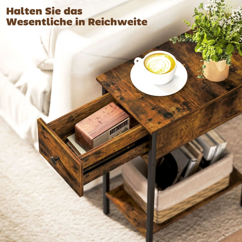 TAVOLINO con cassetto e vano aperto 25 x 39,8 x 58,2 cm Marrone