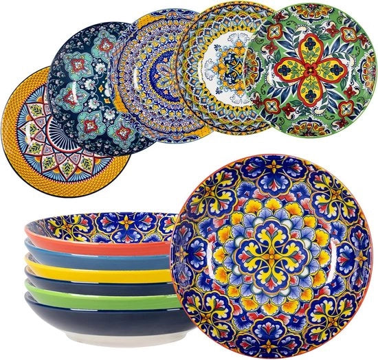 Tazze per zuppa in porcellana per pasta e insalata - set da 6 - stile bohemien