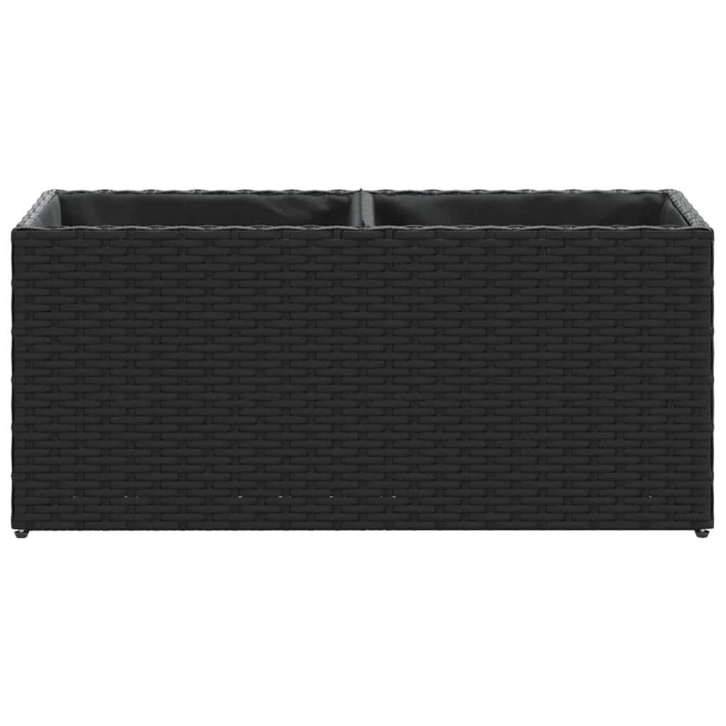Fioriera rialzata per piante fiori giardino terrazze con 2 vasi set da 2 72 x 30 x 32 cm resina intrecciata nera 02_0038854