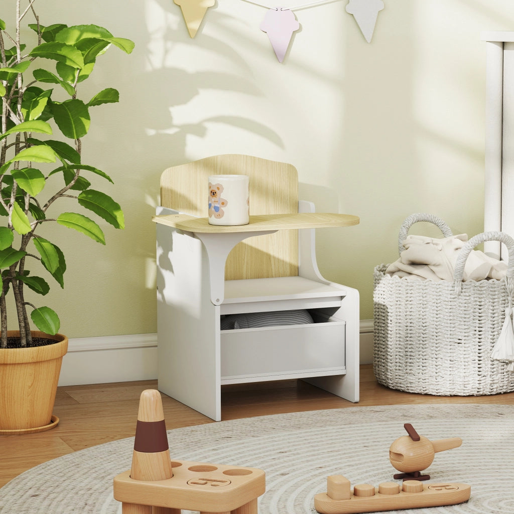 Scrivania con sedia e contenitore per bambini ¨C Xylo ¨C Set 2-in-1 bianco per disegno e gioco