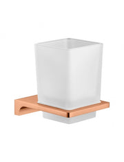 Portabicchieri in vetro NIL e ottone oro rosa spazzolato 10x6,35x9,7cm
