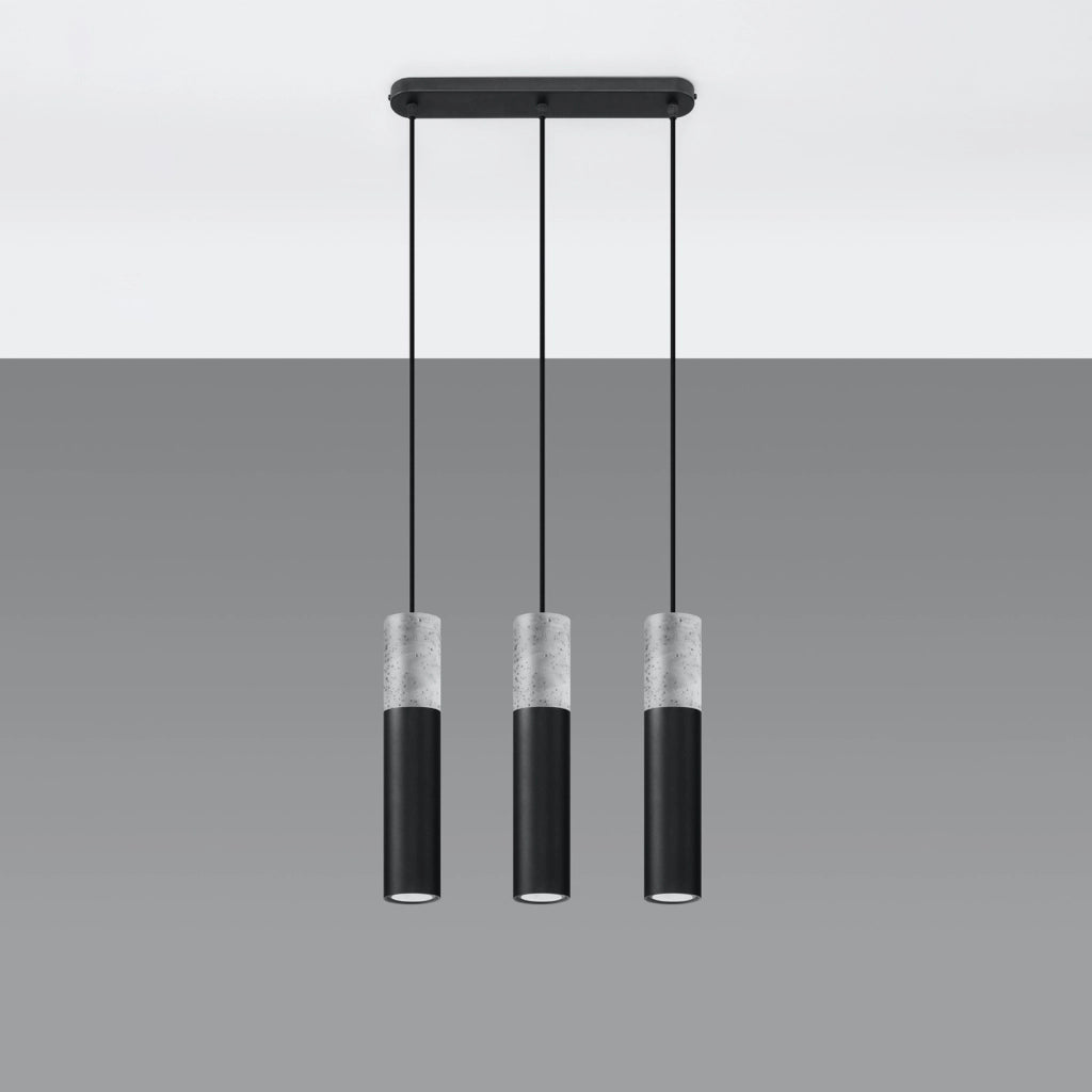 Lampadario cemento VALERO 3 luci nero Pure Lume GU10