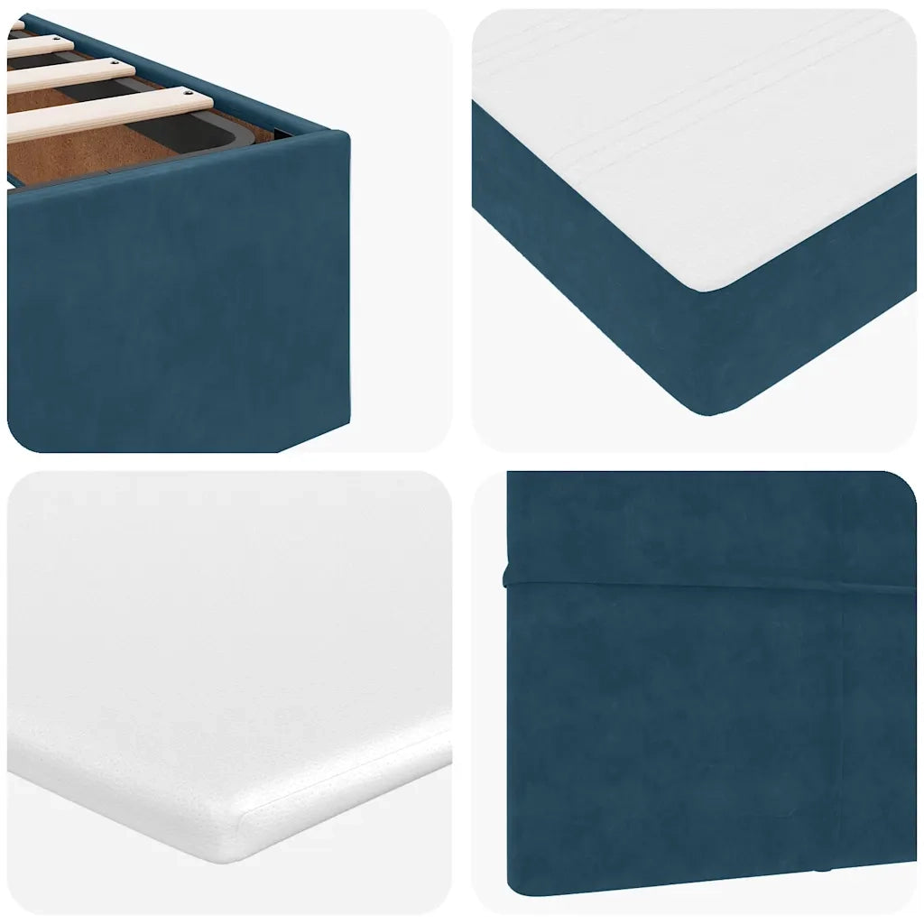 Struttura Letto Pouf con Materasso Blu 140x200cm in Velluto 3311781