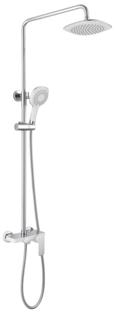 Colonna doccia rotonda con miscelatore CASSIO - bianco-cromo