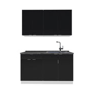 Cucina completa Fame-Line Nero rigato/Bianco 140 cm, PL Antracite Vicco