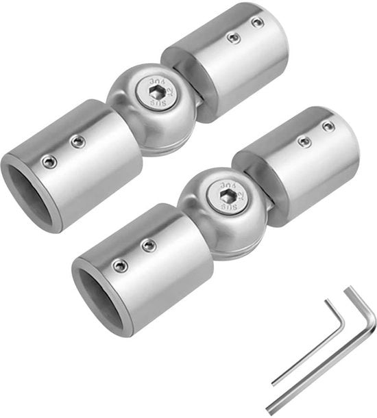 Angolo regolabile 90°/180° - Acciaio inossidabile - 2 pezzi - Bordo di cardano - Alta resistenza alla corrosione - Connettore stabile - Corpo di connessione per tenda