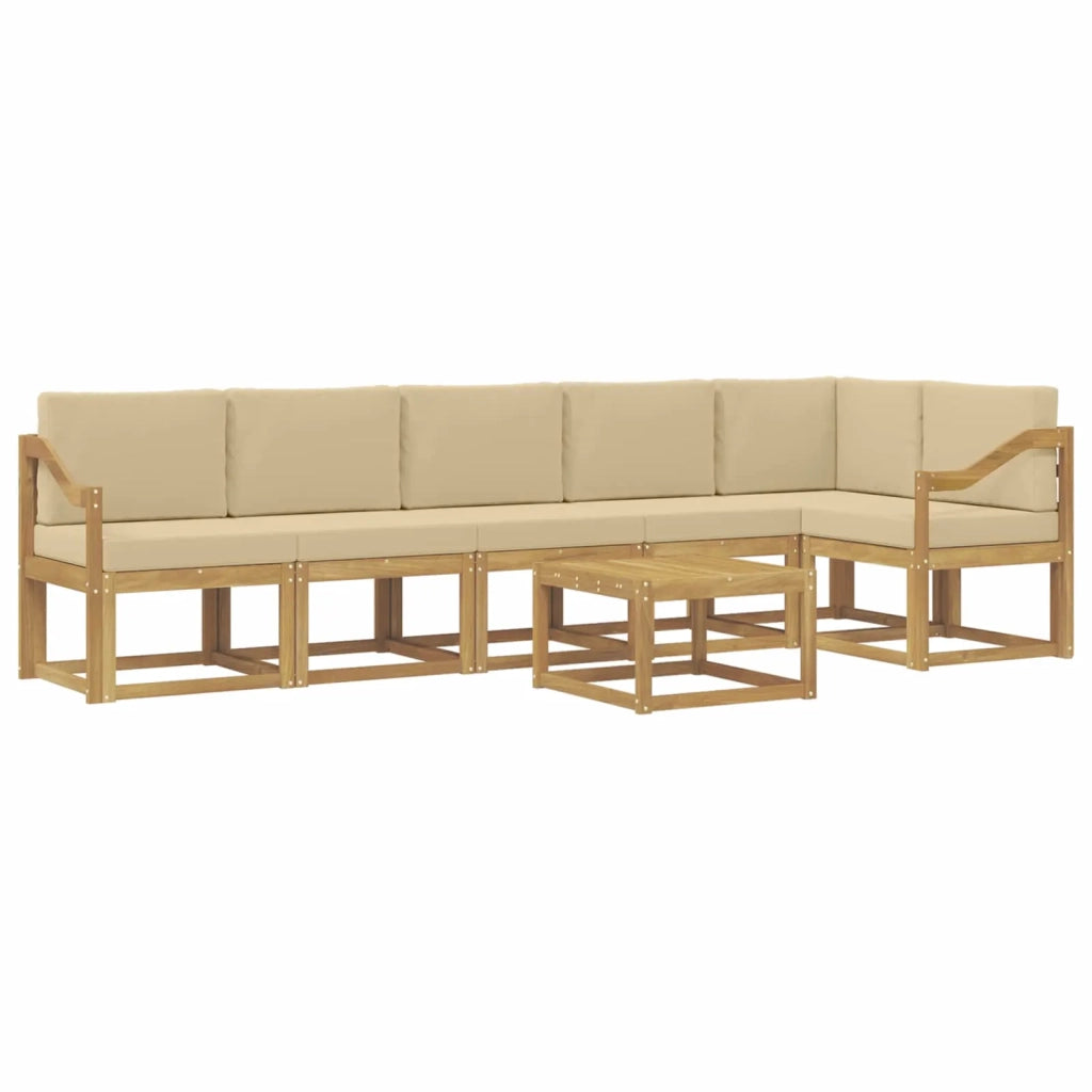 Set di divani da esterno 7 pcs Bianco e Beige Poliestere 3387752
