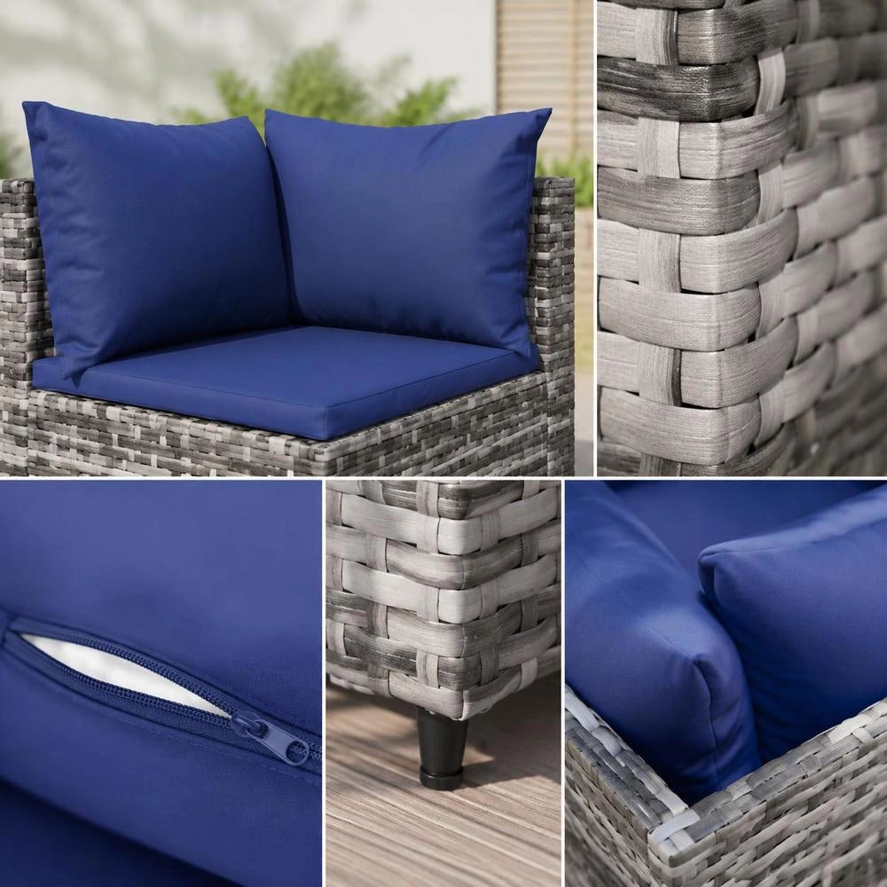 Garden Corner Sofa With Cushions Grey Poly Rattan