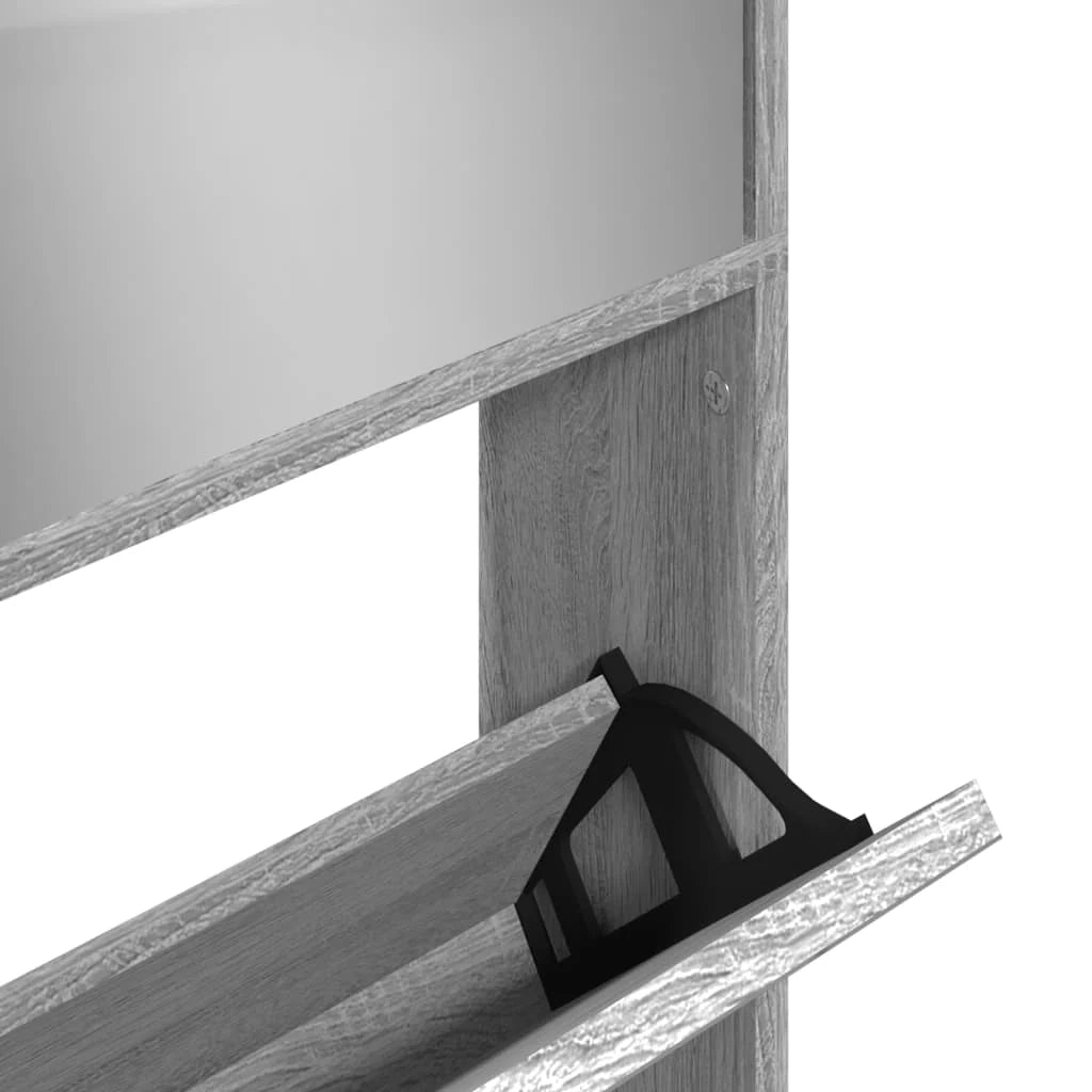 Scarpiera mobile contenitore per scarpe mobile ingresso/corridoio/soggiorno con specchio 4 ripiani finitura rovere Sonoma 63 x 17 x 134 cm grigio 02_0021888