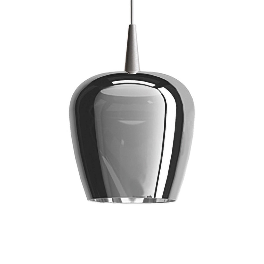 Zafferano Lampada a sospensione Bilia 230V LED 8W in vetro borosilicato soffiato a bocca Alluminio Argento, d.18 cm, altezza 324 cm, 2700K