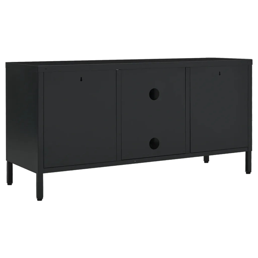 Mobile TV Nero 105x35x52 cm in Acciaio e Vetro 336058