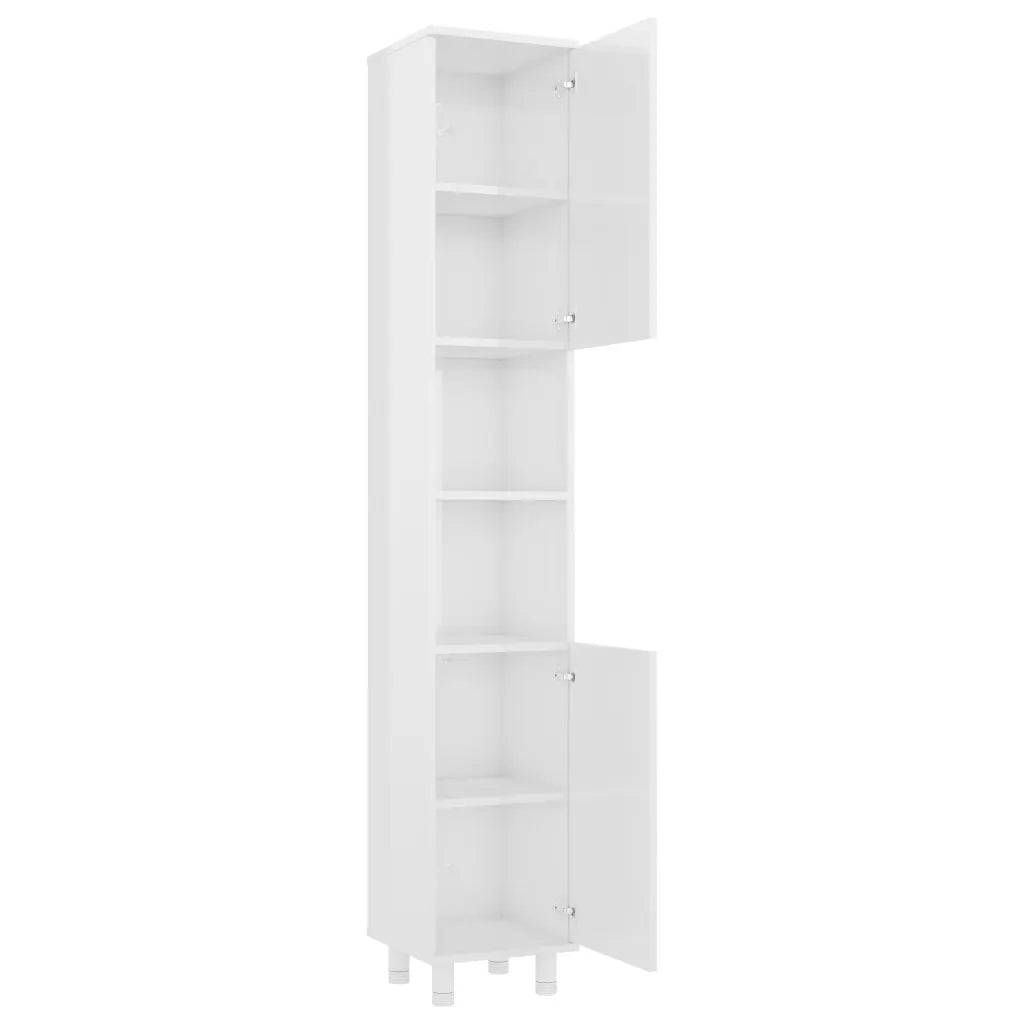 Armadio da Bagno Bianco Lucido 30x30x179 cm in Truciolato