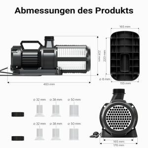 SuperECO CET-35000 Pompa da Laghetto con flussometro, 32000l/h, 450W, Prevalenza 12m