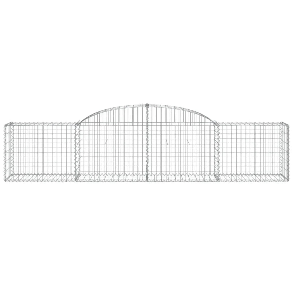 Cestini gabbioni recinzione a gabbia muro di contenimento ad arco 7 pezzi 300 x 50 x 60/80 cm ferro zincato argento 02_0041115