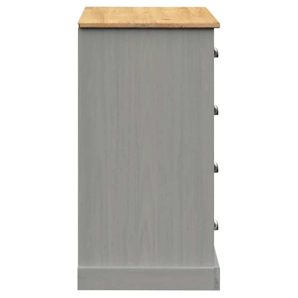 Buffet credenza cassettiera armadio mobile contenitore organizer per cucina soggiorno salotto con cassetti 113 x 40 x 75 cm legno di pino massiccio grigio 02_0030135