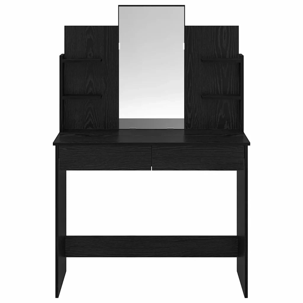 Toilette con Specchio con cassetto Rovere Nero 96 x 39 x 142 cm