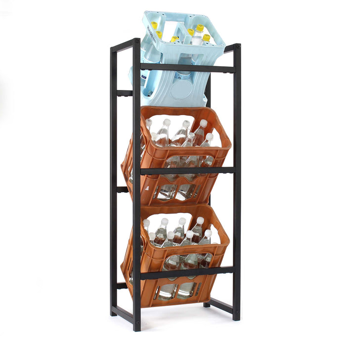 Toboli Scaffale in acciaio a ripiani per 3 casse di bevande, porta casse d'acqua 47x31x116cm, 20 kg/piano