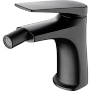 IMEX Miscelatore monocomando per bidet in ottone nero opaco con cartuccia ceramica Ø28 mm set 2 flessibili 3-8 inclusi altezza 142 mm canna 130 mm design minimal DELOS BDD055-2NG
