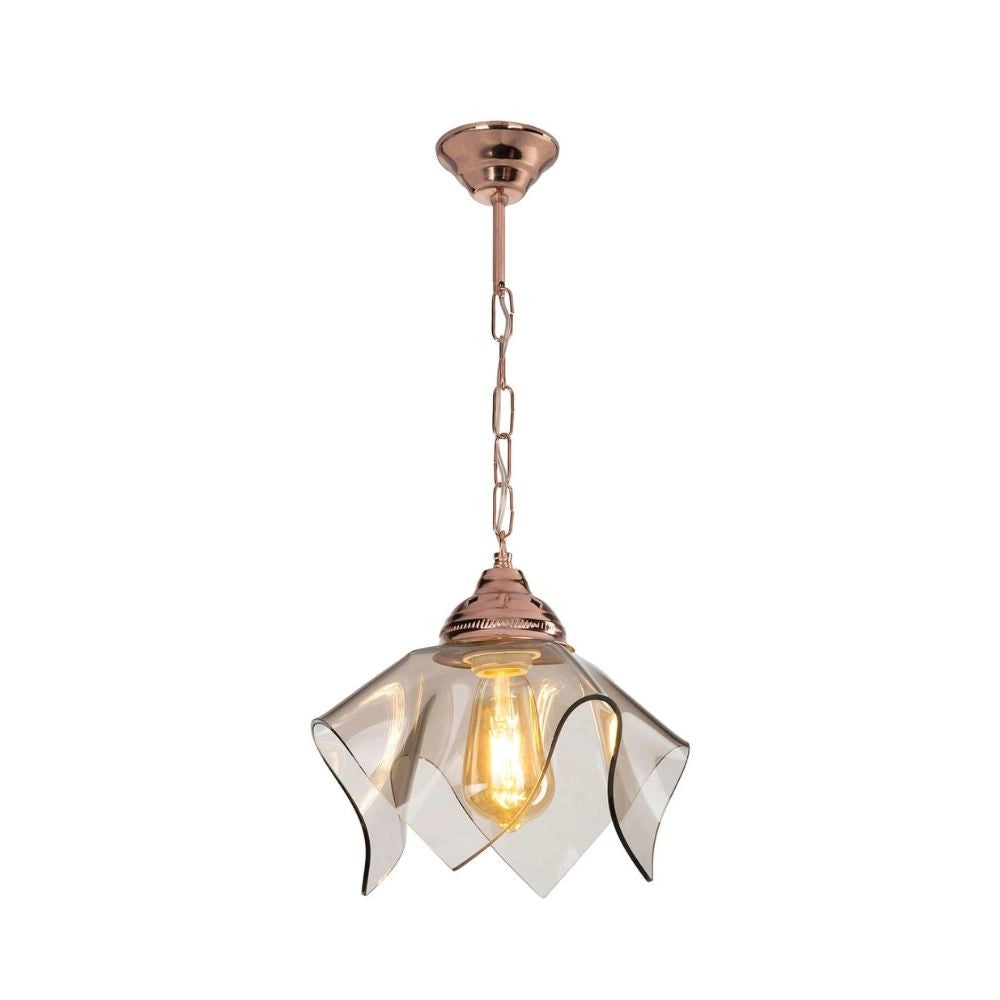 Lampada a sospensione Volga MDL3782 rame e vetro fumè EFFEZ