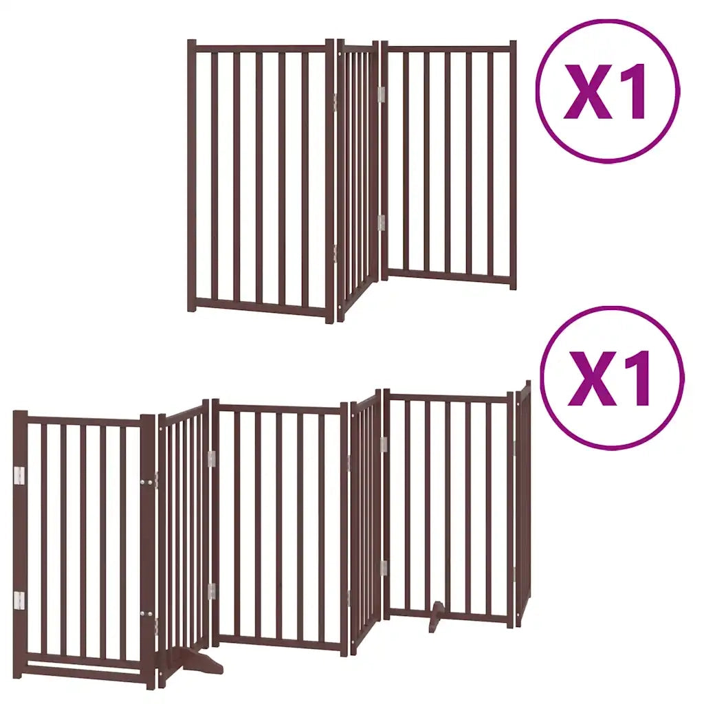 vidaXL Cancello Cani Porta Pieghevole Marrone 9 Pannelli 450cm Pioppo