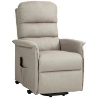 Poltrona Alzapersona Elettrica Reclinabile con Poggiapiedi, Telecomando  e Tasca, Beige