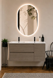Mobile bagno con lavabo ORIGENBATH ITACA senza specchio 120x45 cm doppio lavabo rovere smoky