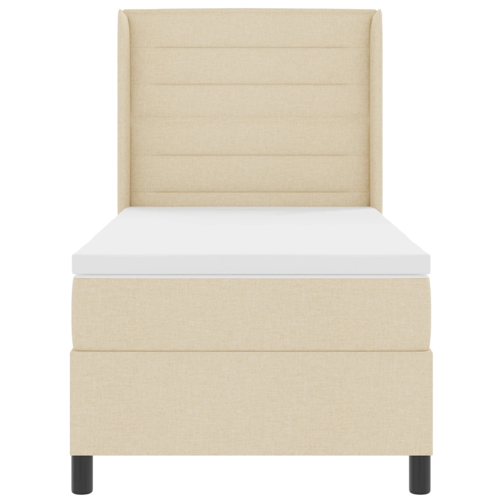 Letto Box Spring con Materasso Crema 90x200 cm Tessuto