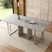 Tavolo da pranzo rettangolare 180x80 cm in MDF e metallo; grigio
