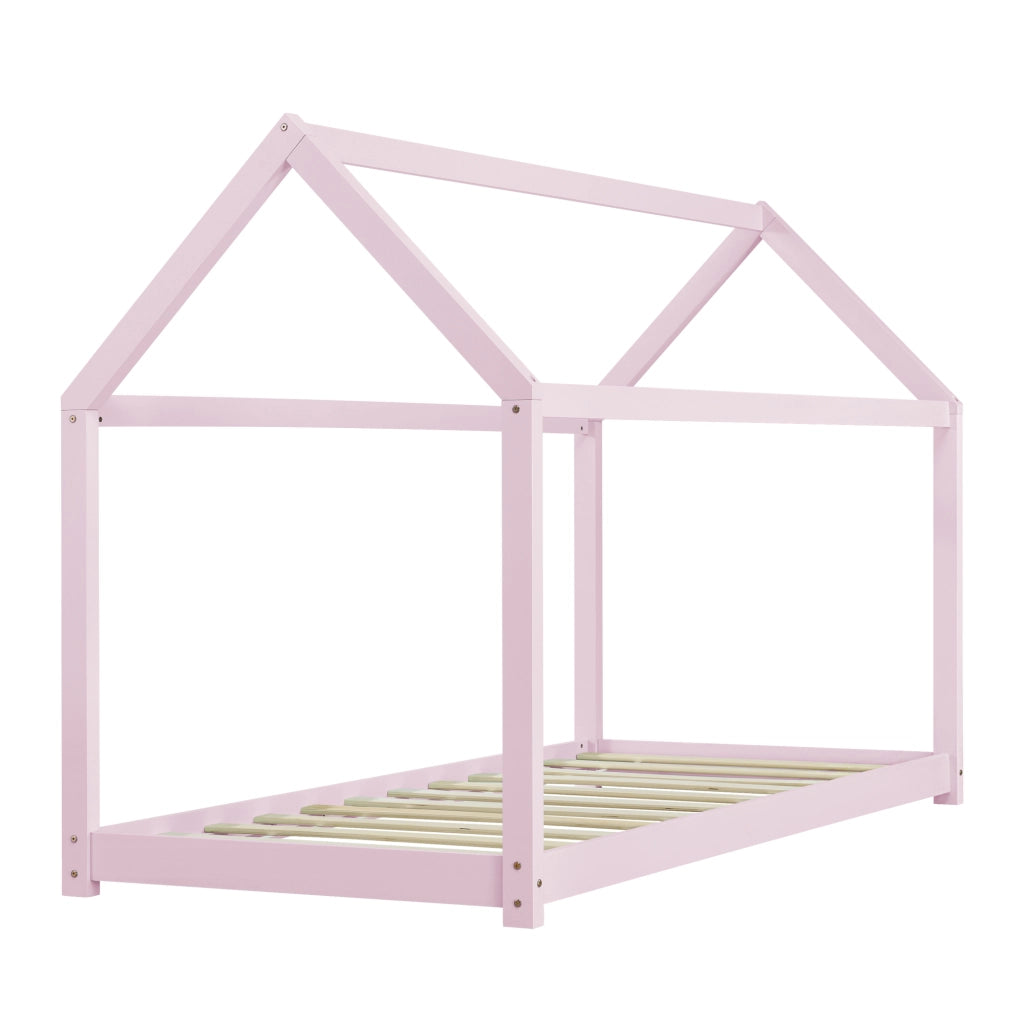 Letto per Cameretta Netstal a Forma di Casetta 90 x 200 cm Rosa [en.casa]