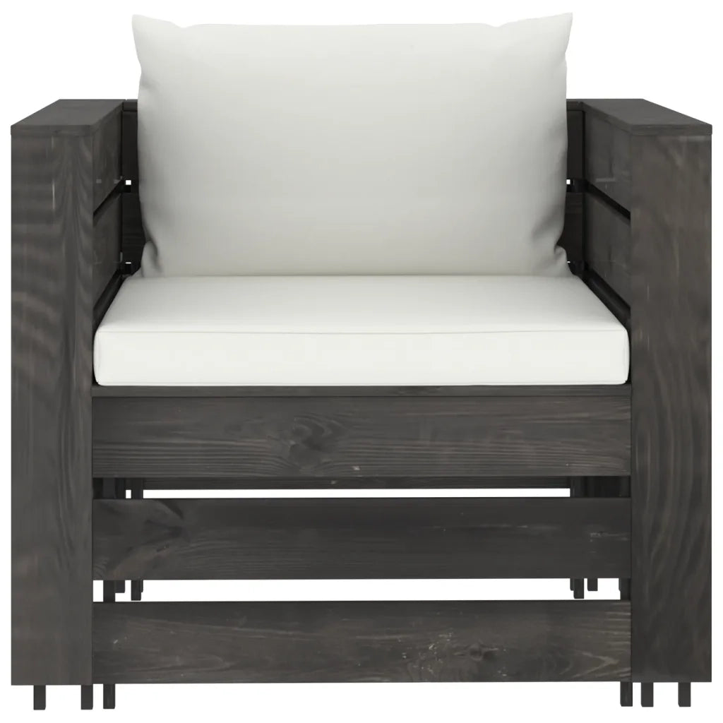 Set Divani da Giardino con Cuscini 2 pz Legno Impregnato Grigio cod mxl 42753