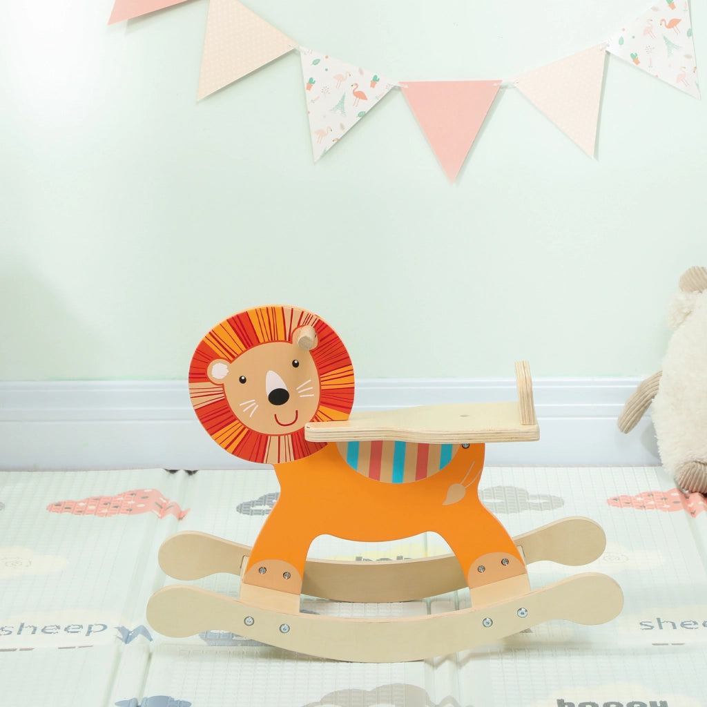 Cavallo a Dondolo per Bambini ¨C zephmum ¨C Legno Naturale 59x27x43 cm