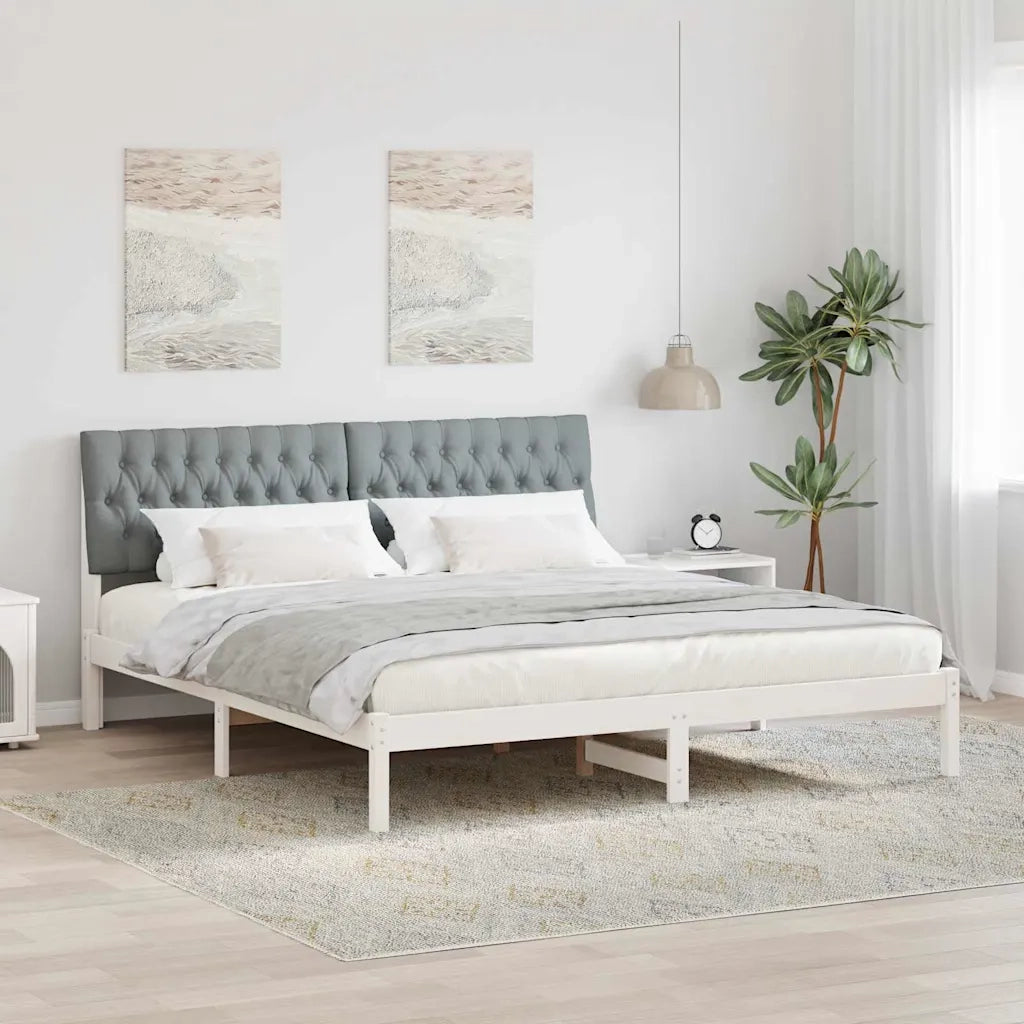 Letto con Testiera Rivestita con testiera Bianco 180 x 200 cm 3394387
