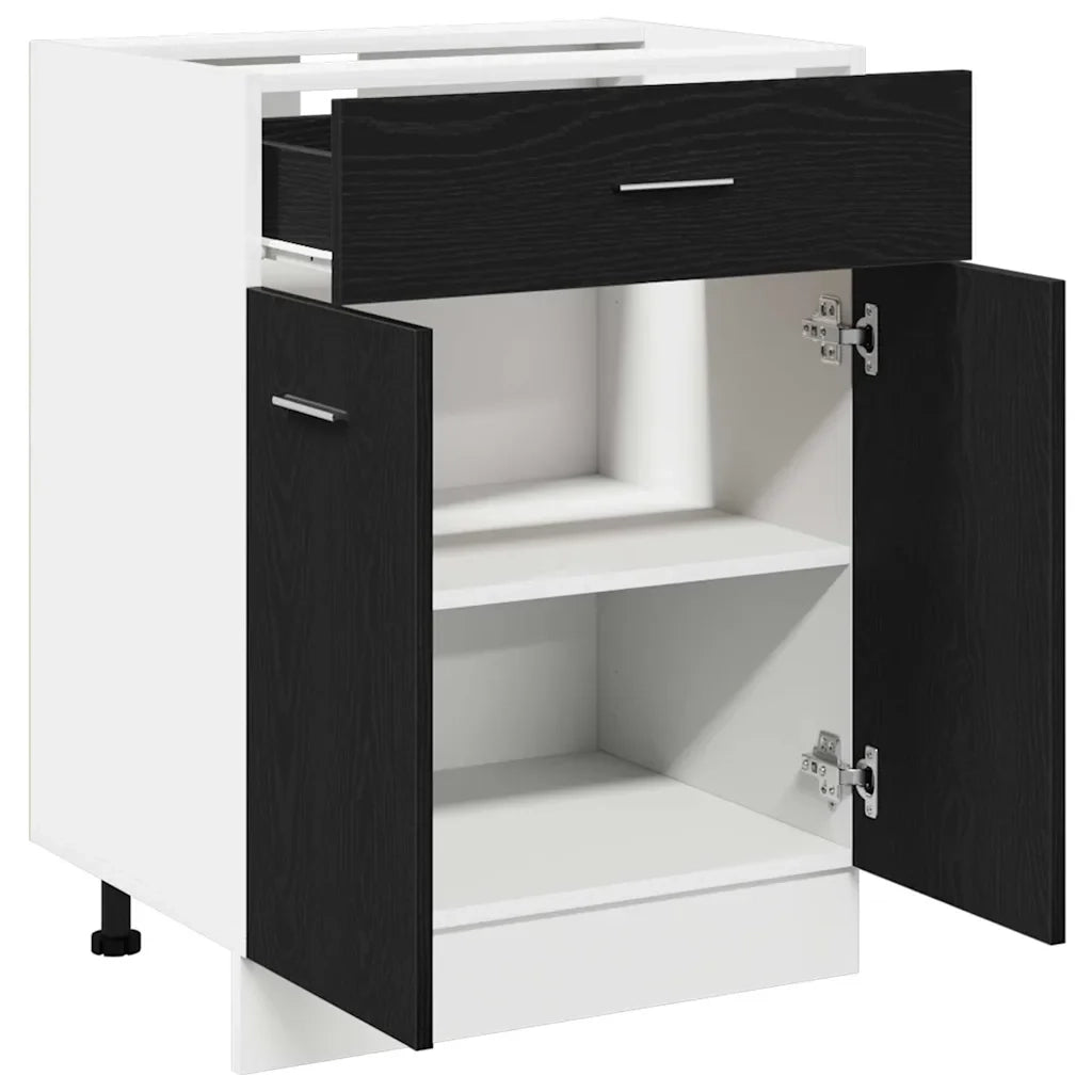 Armadio moderno a parete con cassetto e vano contenitore 60 x 46 x 81 cm realizzato in legno composito di rovere nero 02_0051965