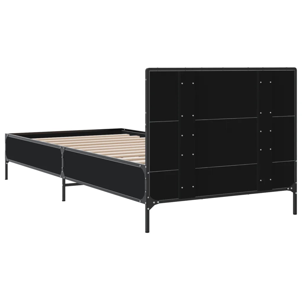 Giroletto Nero 75x190 cm in Legno Multistrato e Metallo