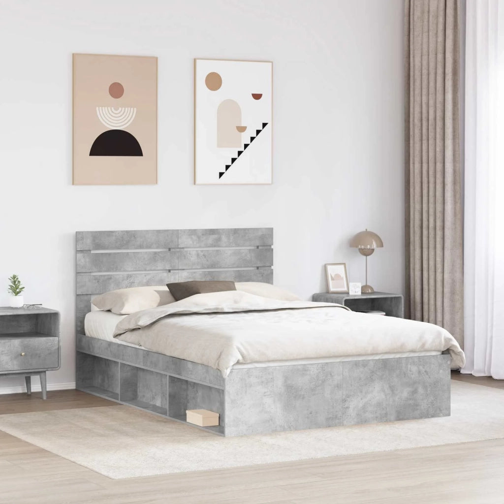 Struttura del letto Calcestruzzo 140 x 190 cm Pino massello 3411418