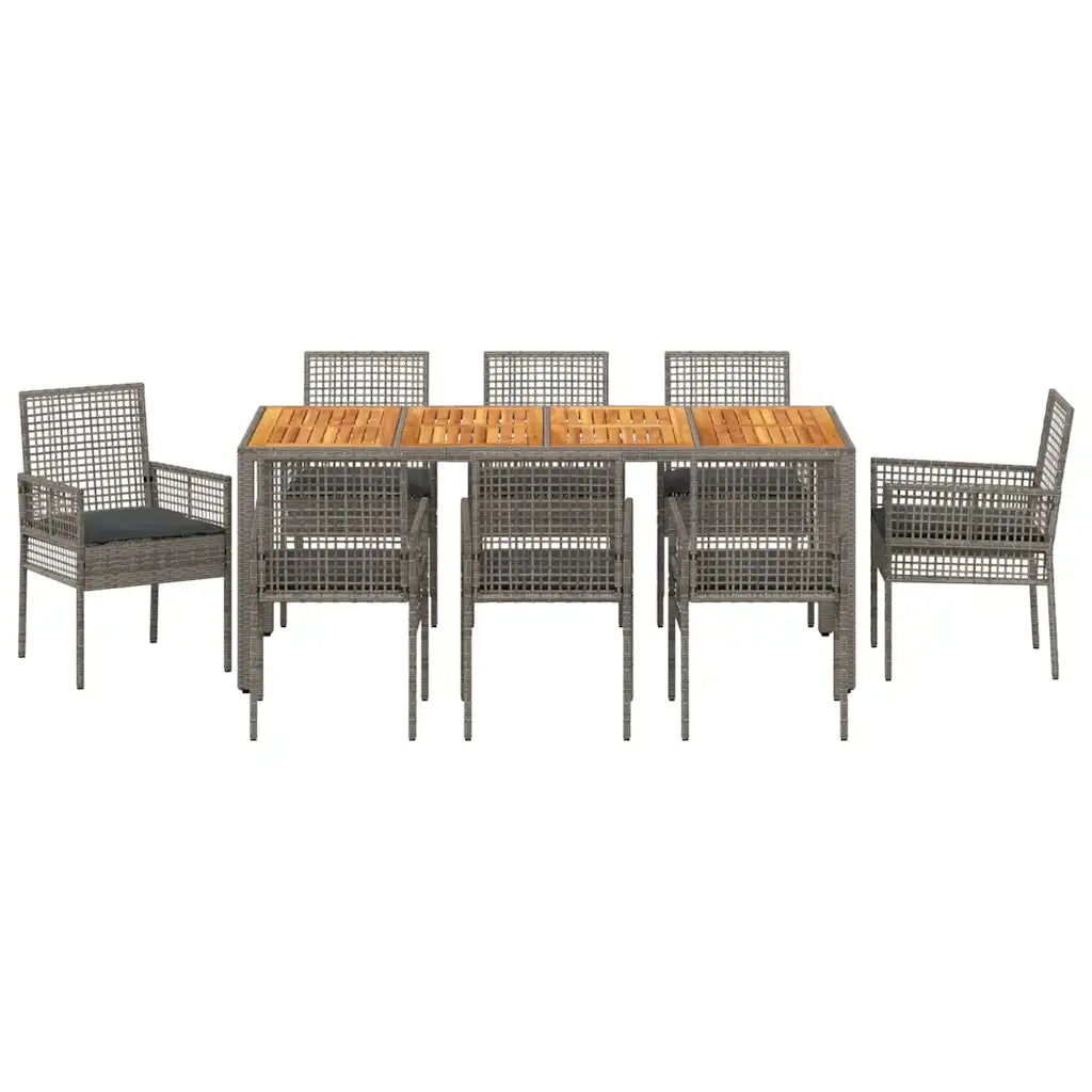 Set da Pranzo per Giardino 9 pcs Grigio polyrattan 3334914
