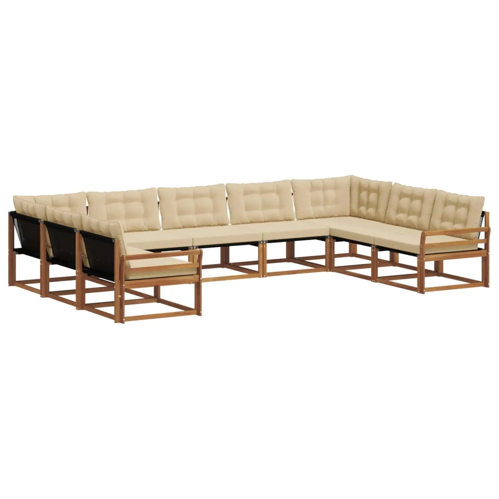 Set di divani da esterno con cuscino 9 pcs Naturale e Beige 3369844