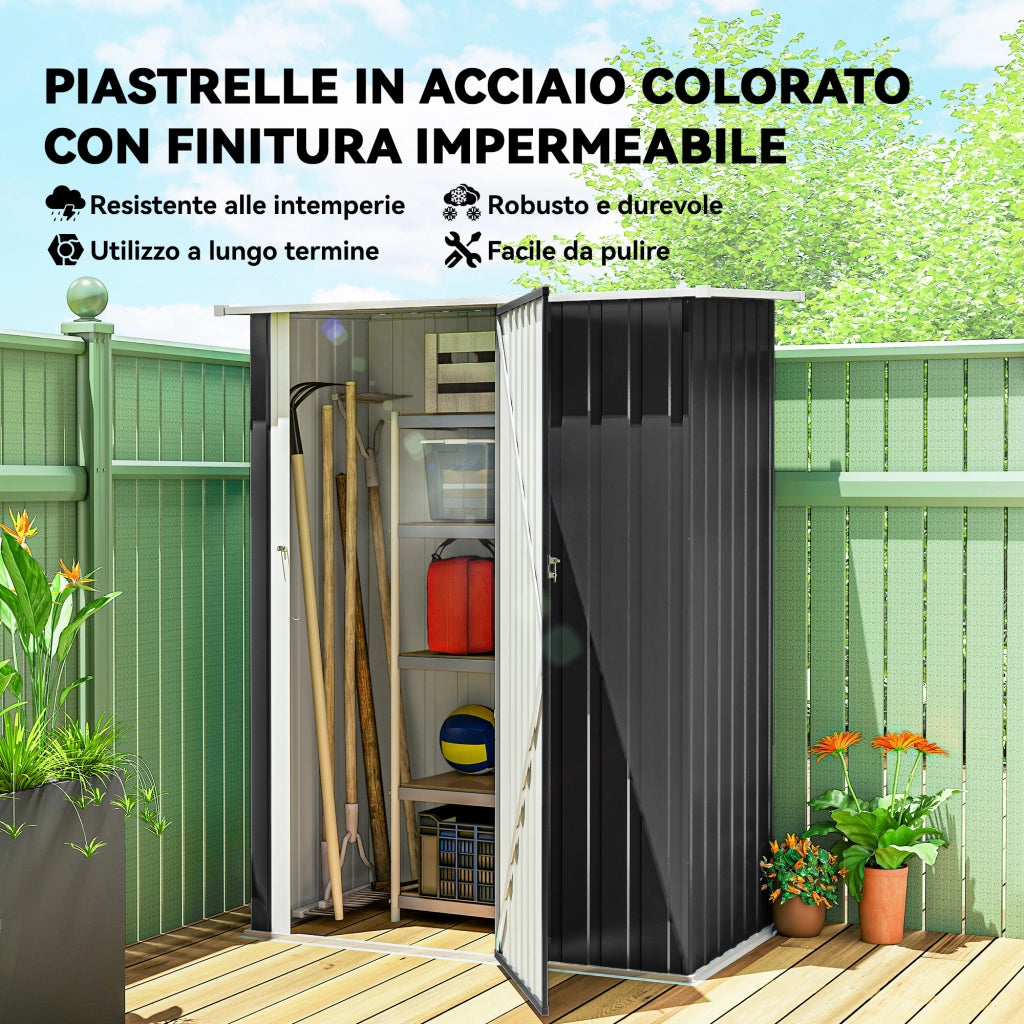 Capanno da Giardino in Metallo ¨C Zephmum ¨C Grigio Scuro 142x86x189 cm