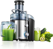 Centrifuga elettrica in acciaio inossidabile 800W | Tritacarne per verdure, frutta e agrumi 2 velocità | Sistema anti-tracimazione - Grande vaschetta - Centrifuga per verdure e frutta zuccherina