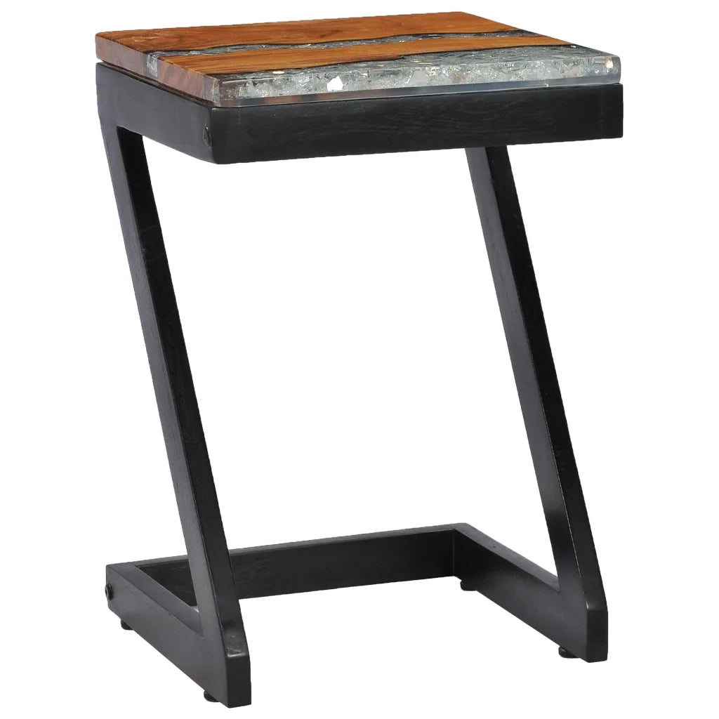 Tavolino Salotto-Tavolino da soggiorno-Tavolo 30x30x50 cm Legno Massello Teak e Poliresina