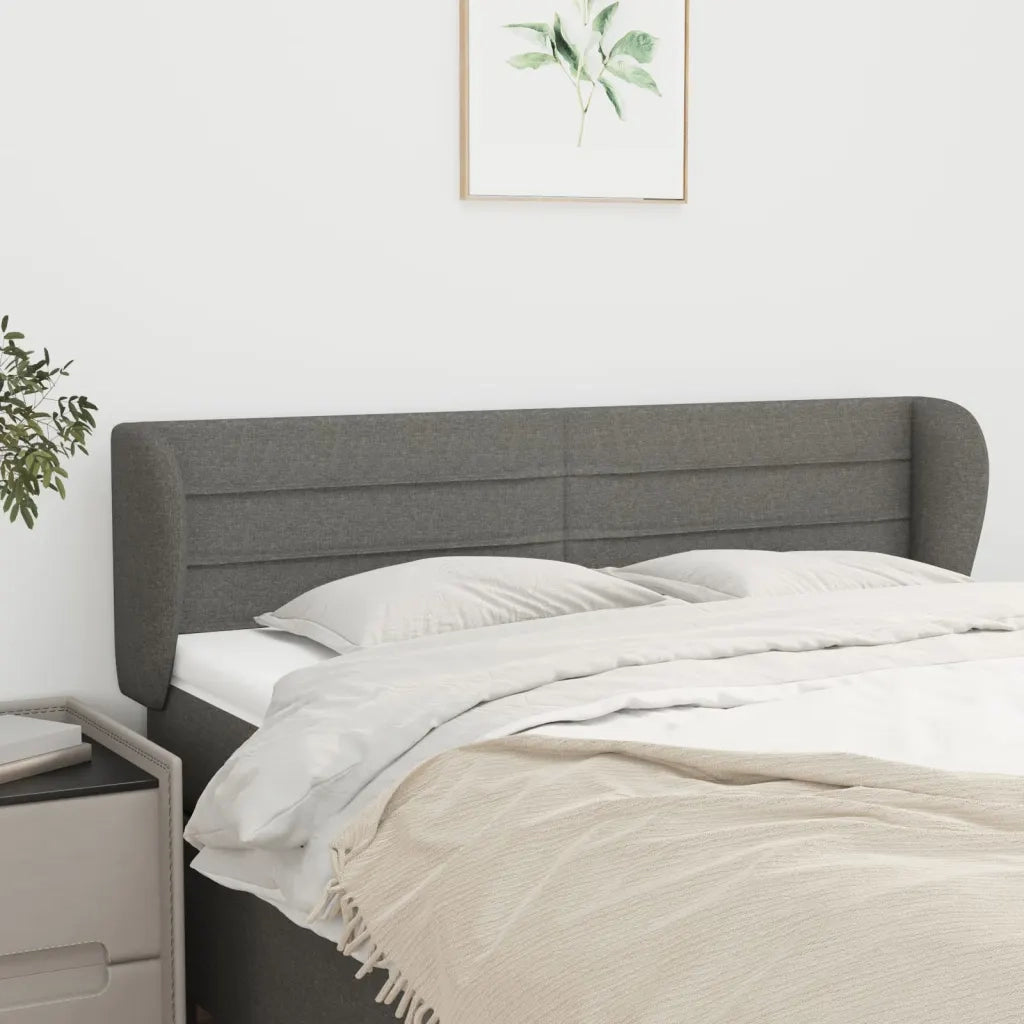 Testiera | Testata ad Orecchio Grigio Scuro 147x23x78/88 cm in Tessuto