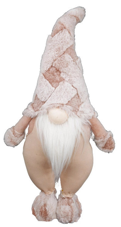 Gnomo di Babbo Natale H68 cm in Tessuto Rosa Antico