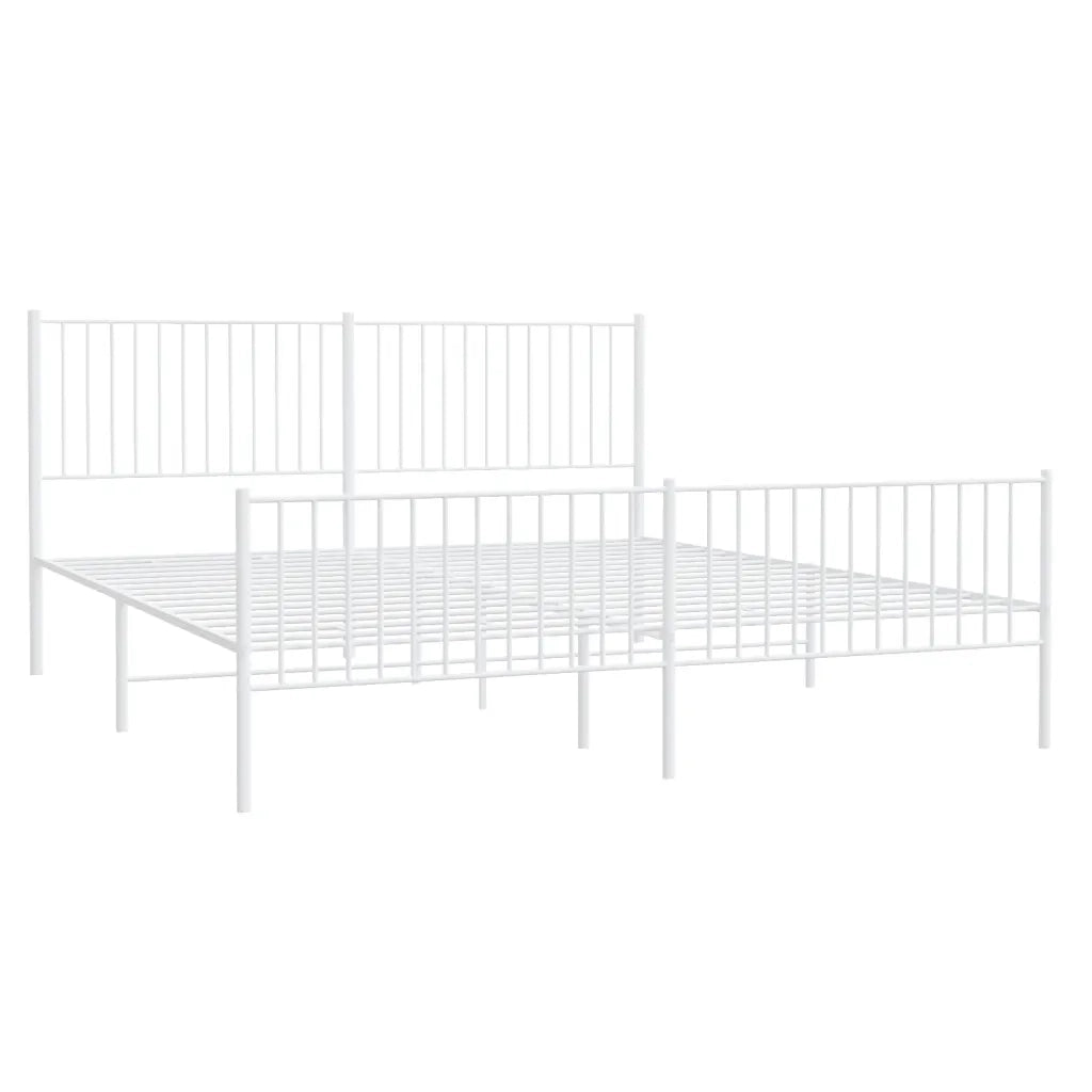 Giroletto con Testiera e Pediera Metallo Bianco 200x200 cm 350956