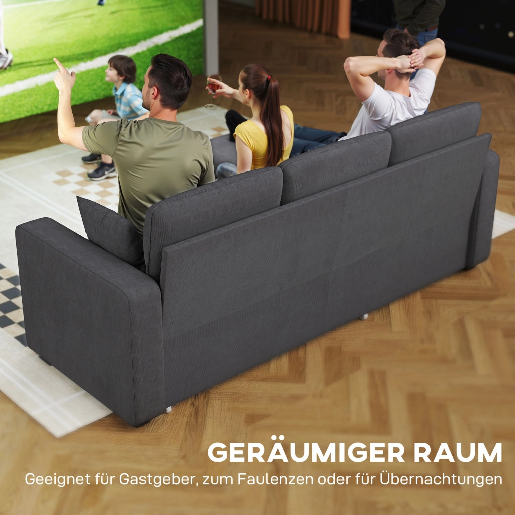 Divano letto angolare con contenitore e cuscini ¨C zephmum ¨C grigio scuro