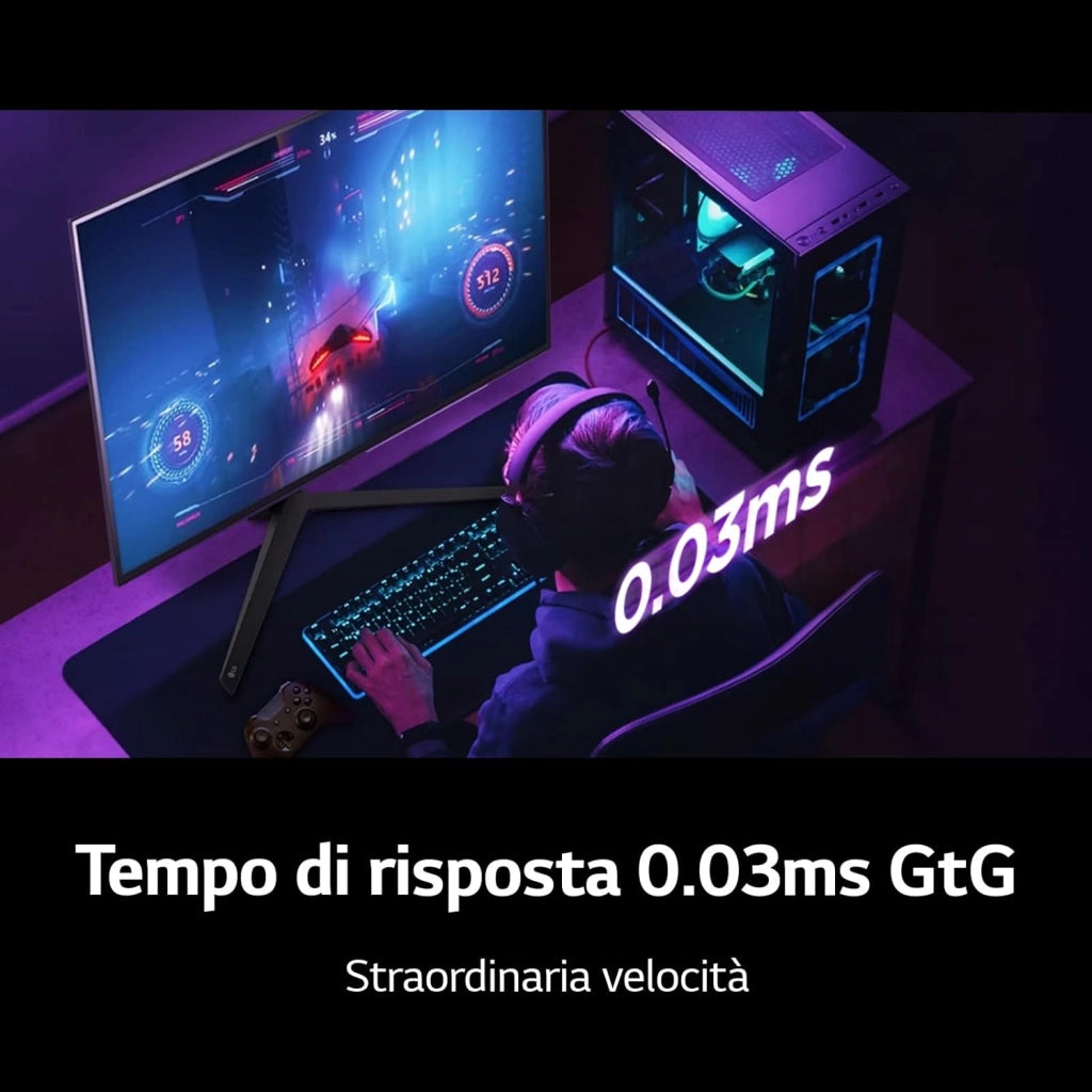 UltraGear OLED 27GS95QE Monitor Gaming 27", QHD (2560x1440), OLED, 240Hz, 0,03ms (GtG), G-Sync, FreeSync Premium Pro, HDR 400 True Black, HDMI 2.1, DisplayPort, Nero