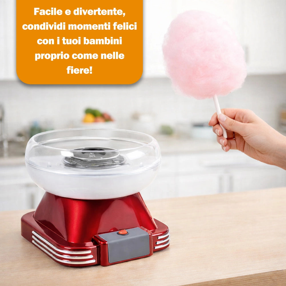 Macchina dello Zucchero Filato Retrò 500 W con Dosatore per Feste e Compleanni
