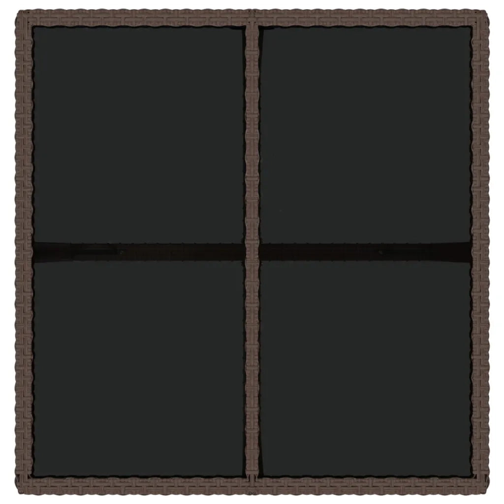 Tavolo da Giardino Marrone 109x107x74 cm in Polyrattan e Vetro 316788