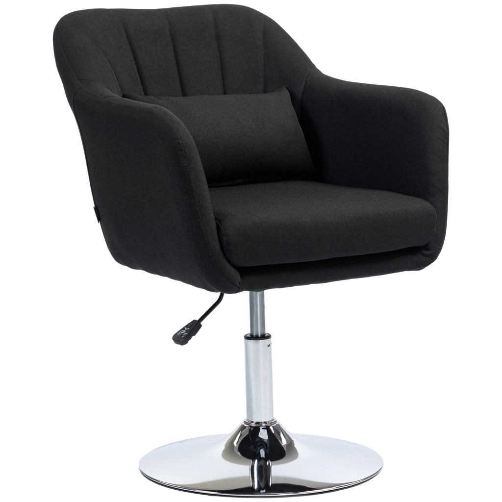 Sedia da ufficio girevole e regolabile in altezza ¨C zephmum ¨C Polyester tipo lino, metallo, nera, 60x60x79-91 cm